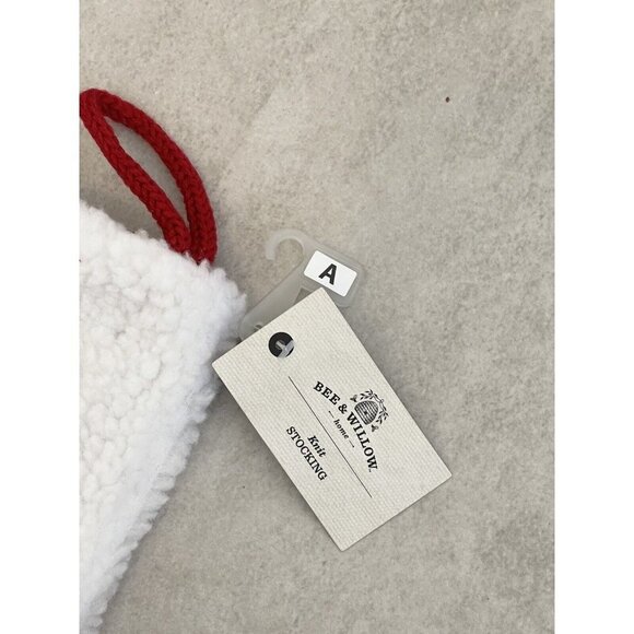 Bee & Willow Christmas Knit Stocking 17" Red White Embroidered Letter A Cuff NEW - Picture 6 of 7